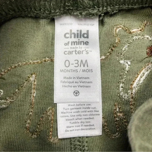 Child Of Mine By Carter’s Sweatpants Green / Brown Fox Size 0-3 Months - Picture 9 of 16